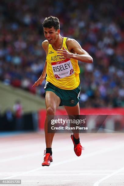 Jeffrey Riseley of Australia competes in the Men's 1500 metres heats at Hampden Park during day nine of the Glasgow 2014 Commonwealth Games on August...