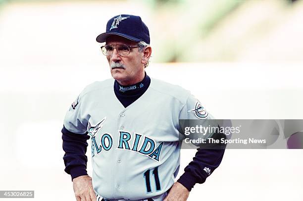 Jim Leyland of the Florida Marlins during Game Three of the Division League Series against the San Francisco Giants on October 3, 1997 at 3Comm Park...