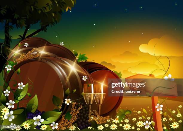 beer fest beer barrel background - whisky distillery stock illustrations