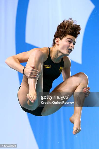 Maddison Keeney of Australia competes in the Women's 1m Springboard Final at Royal Commonwealth Pool during day nine of the Glasgow 2014 Commonwealth...