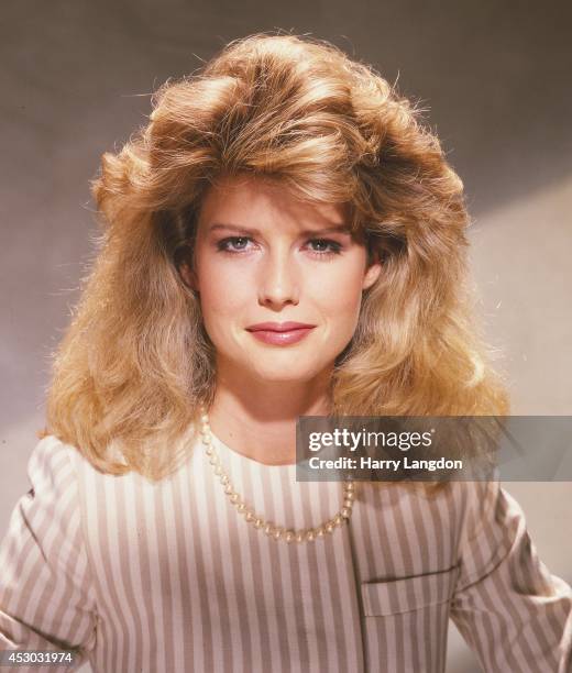 Author Fawn Hall poses for a portrait in 1987 in Los Angeles, California.