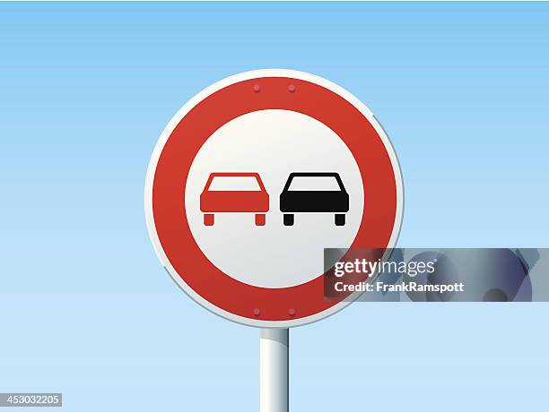 no overtaking german road sign - overtaking stock illustrations