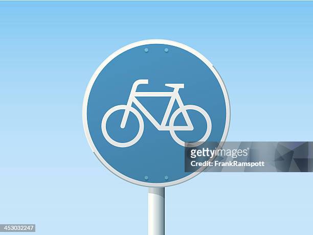 ilustrações, clipart, desenhos animados e ícones de ciclovia alemão sinal de estrada azul - placa de estrada