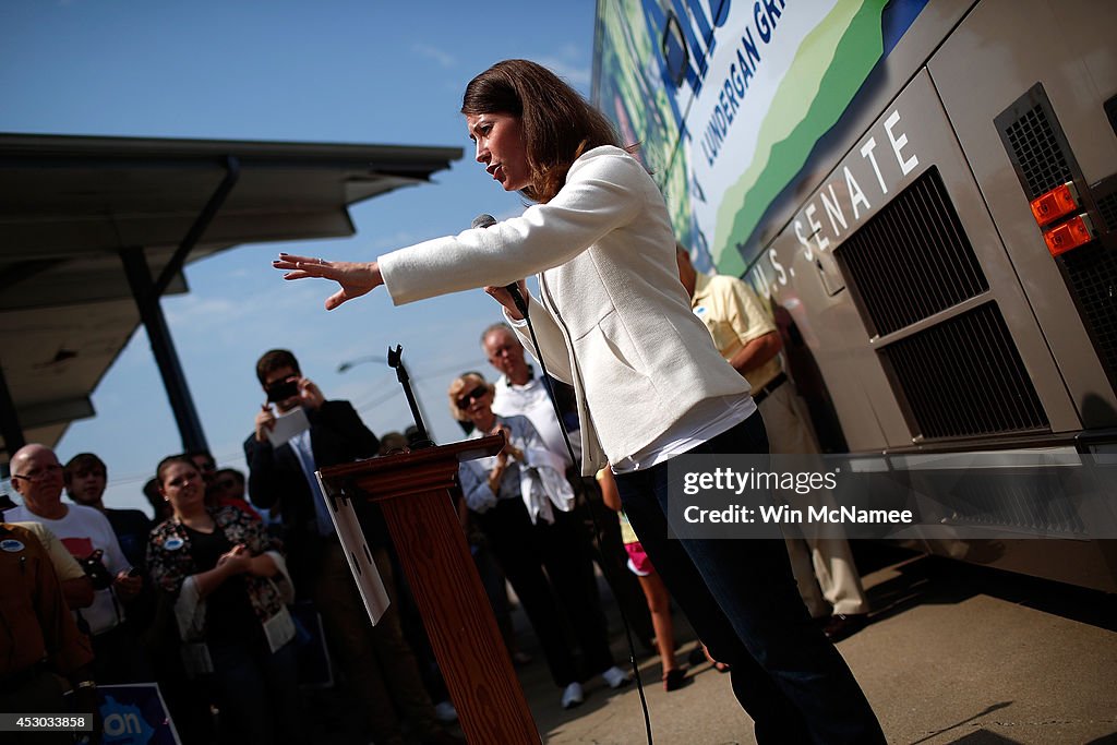 Democratic Challenger Alison Lundergan Grimes And Senate Minority Leader McConnell Locked In Tight Race