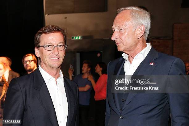 Thaddaeus Ropac and Lutz Bethge attend the Montblanc Young Directors Project at Salzburg Festival on July 31, 2014 in Salzburg, Austria.