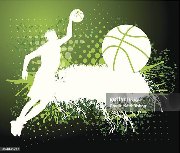 basketball-dunk grunge hintergrund - korb werfen stock-grafiken, -clipart, -cartoons und -symbole