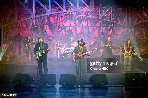 Episode 206 -- Pictured: Greg Jennings, John Dittrich, Paul Gregg, Dave Innis and Jim Horn of musical guest Relentless Heart on April 12, 1993 --