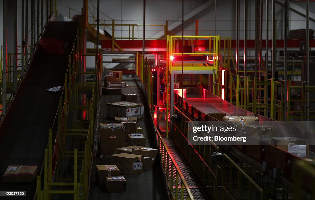 Operations Inside The DHL Worldwide Express Facility As Delivery Giants Are Shrinking Carbon Footprints