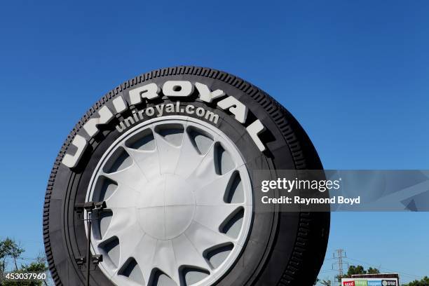 Giant Uniroyal Tire from the 1965 World's Fair sits along Interstate 94 on July 17, 2014 in Allen Park, Michigan.