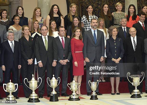 Enrique Cerezo, Princess Elena of Spain, Ignacio Sanchez Galan, Sandro Rosell, Princess Letizia of Spain, Prince Felipe of Spain, Queen Sofia of...
