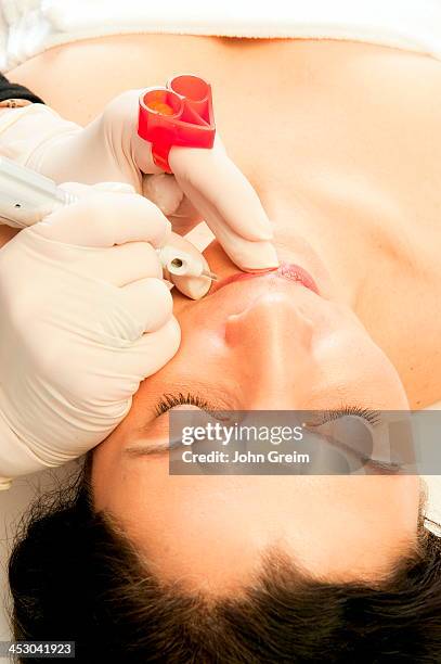 Micro pigmentation procedure for the lips, permanent make-up.