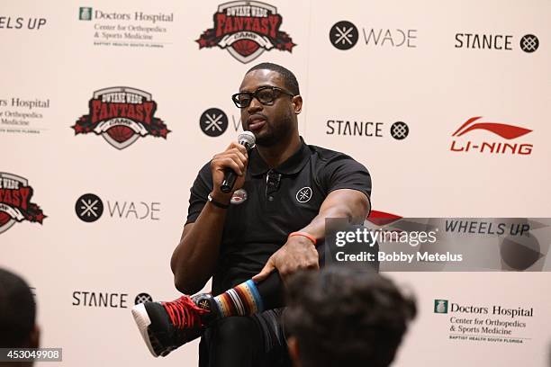 Dwyane Wade Hosts Fourth Annual Fantasy Basketball Camp at Westin Diplomat on August 1, 2014 in Hollywood, Florida.