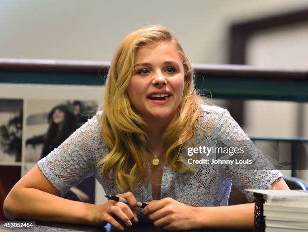 Chloe Grace Moretz signs copies of the book "If I Stay" at Barnes & Noble Booksellers on August 1, 2014 in Miami, Florida.