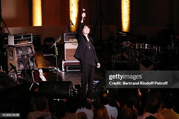 Singer Juliette Greco pays tribute to Jean-Claude Brialy and Gerard Philippe during she starts the 30th Ramatuelle Festival on August 1, 2014 in...