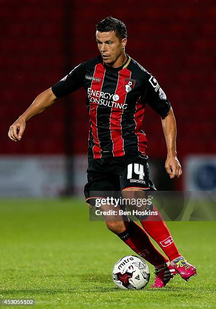 Ian Harte of Bournemouth in action during the Pre Season Friendly between Bournemouth and Swansea at Goldsands Stadium on August 1, 2014 in...