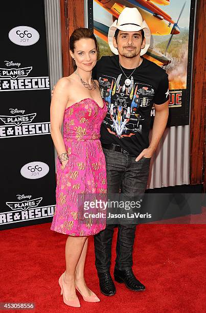 Actress Kimberly Williams-Paisley and actor Brad Paisley attend the premiere of "Planes: Fire & Rescue" at the El Capitan Theatre on July 15, 2014 in...