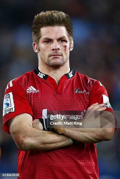 Richie McCaw of the Crusaders looks dejected after the Super Rugby Grand Final match between the Waratahs and the Crusaders at ANZ Stadium on August...