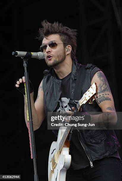 Martin Johnson of Boys Like Girls performs on stage during the Incheon Pentaport Rock Festival 2014 on August 2, 2014 in Incheon, South Korea.