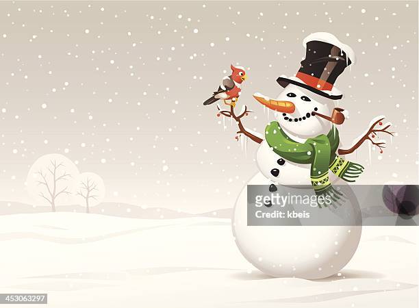 snowy day - snowman stock illustrations