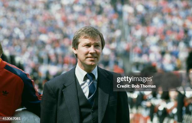 Aberdeen F.C. Manager Alex Ferguson at the Scottish Cup final between Aberdeen and Rangers F.C. At Hampden Park, Glasgow, 22nd May 1982. Aberdeen won...