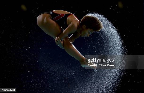 Jennifer Abel of Canada in action during practice prior to the Women's 3m Springboard Final at the Royal Commonwealth Pool during day ten of the...