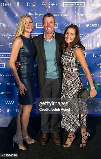 Anna Hansen, Lance Armstrong and Laura Reynolds attend Audi At Aspen Art Museum 2014 ArtCrush Summer Benefit on August 1, 2014 in Aspen, Colorado.