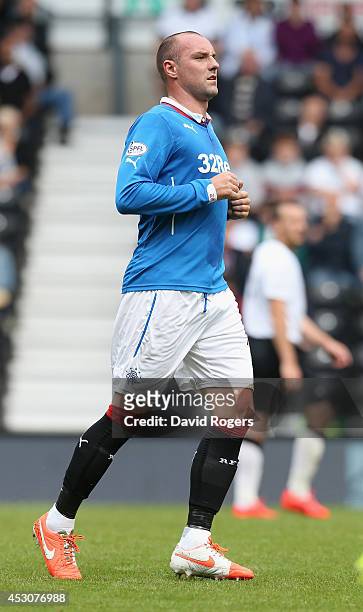 Kris Boyd of Rangers looks on during the pre season friendly match between Derby County and Rangers at iPro Stadium on August 2, 2014 in Derby,...