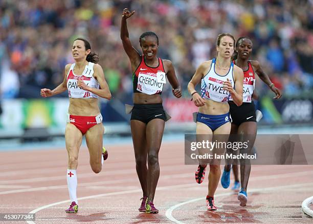 Mercy Cherono of Kenya wins the Women's 5000m at Hampden Park during day ten of the Glasgow 2014 Commonwealth Games on August 02, 2014 in Glasgow,...