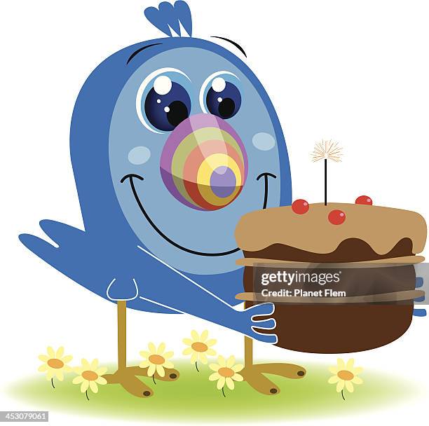 mr. blue bird’s birthday - bubble gum stock illustrations