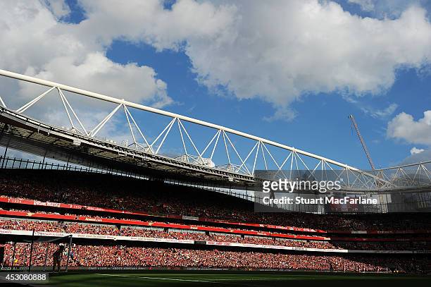 General view of Emirates Stadium during the match between Arsenal and Benfica on August 2, 2014 in London, England.