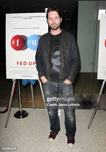Singer Michael Johns attends the premiere of "Fed Up" at Pacfic Design Center on May 8, 2014 in West Hollywood, California.