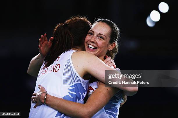 Lauren Smith and Gabrielle Adcock of England of England celebrate after beating Yin Loo Lim and Lai Pei Jing of Malaysia in the Women's Doubles...
