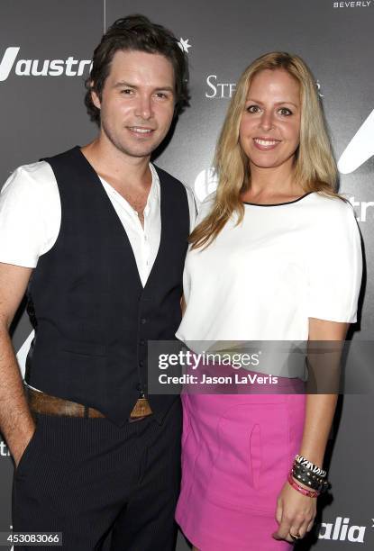 Singer Michael Johns and wife Stacey Vuduris attend the 2011 Australians In Film Breakthrough Awards at Thompson Hotel on June 7, 2011 in Beverly...