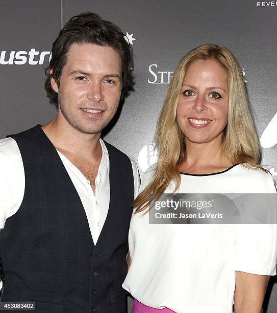 Singer Michael Johns and wife Stacey Vuduris attend the 2011 Australians In Film Breakthrough Awards at Thompson Hotel on June 7, 2011 in Beverly...