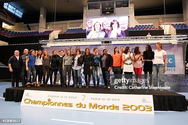 Former players of the French Team 2003 are celebrating the 10 years anniversary of their World Champion title. From left to right, Stephanie Cano,...