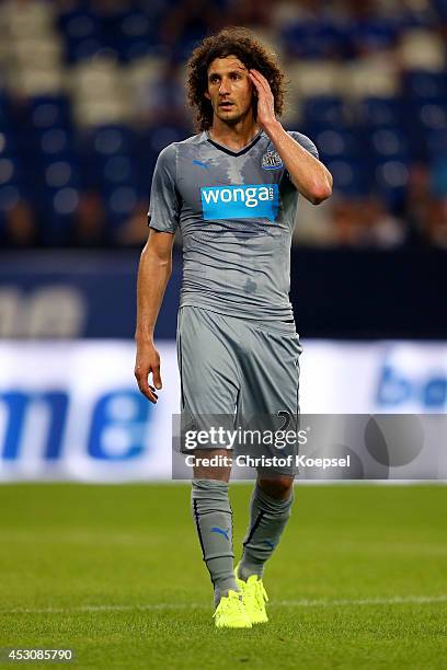Fabricio Coloccini of Newcastle United looks thughtful during the match between FC Malaga and Newcastle United as part of the Schalke 04 Cup Day at...