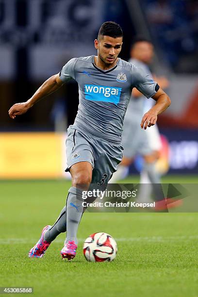 Mehdi Abeid of Newcastle United runs with the ball during the match between FC Malaga and Newcastle United as part of the Schalke 04 Cup Day at...