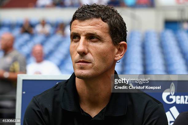 Head coach Javi Gracia of Malaga is seen prior to the match between FC Malaga and Newcastle United as part of the Schalke 04 Cup Day at Veltins-Arena...