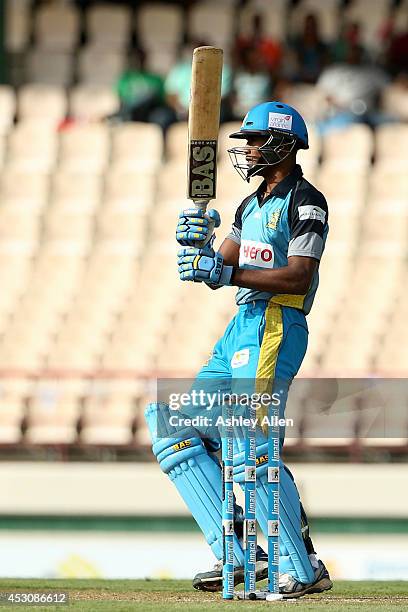 Keddy Lesporis of St. Lucia Zouks during a match between St. Lucia Zouks and The Trinidad and Tobago Red Steel as part of week 4 of the Limacol...