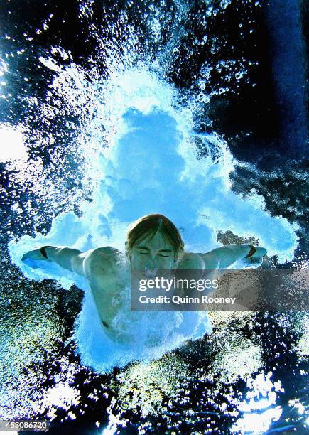 Matthew Mitcham of Australia competes in the Men's 10m Platform Final at Royal Commonwealth Pool during day ten of the Glasgow 2014 Commonwealth...