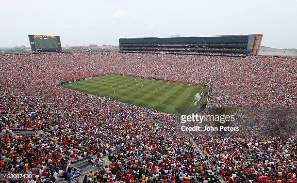 Wide shot of Michigan Stadium during the pre-season friendly match between Manchester United and Real Madrid at Michigan Stadium on August 2, 2014 in...