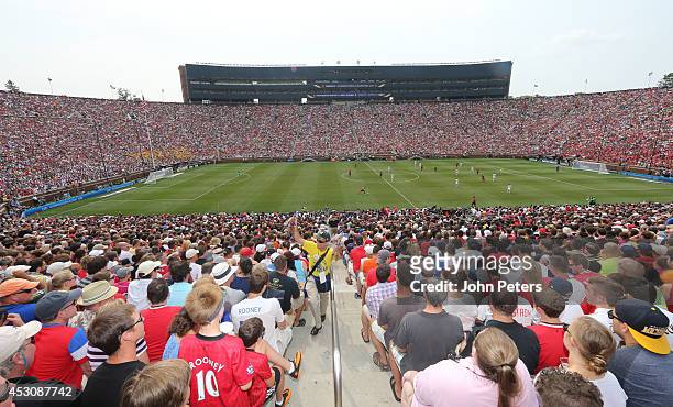 Wide shot of Michigan Stadium during the pre-season friendly match between Manchester United and Real Madrid at Michigan Stadium on August 2, 2014 in...