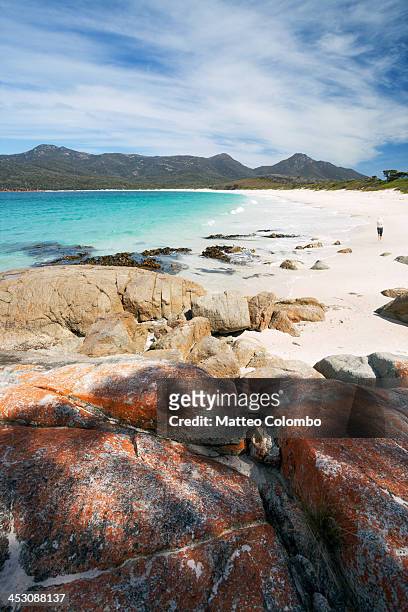 wineglass bay beach - wineglass bay stock pictures, royalty-free photos & images