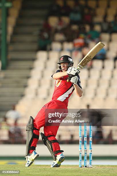 Kevin O'Brien of The Red Steel pulls during a match between St. Lucia Zouks and The Trinidad and Tobago Red Steel as part of week 4 of the Limacol...