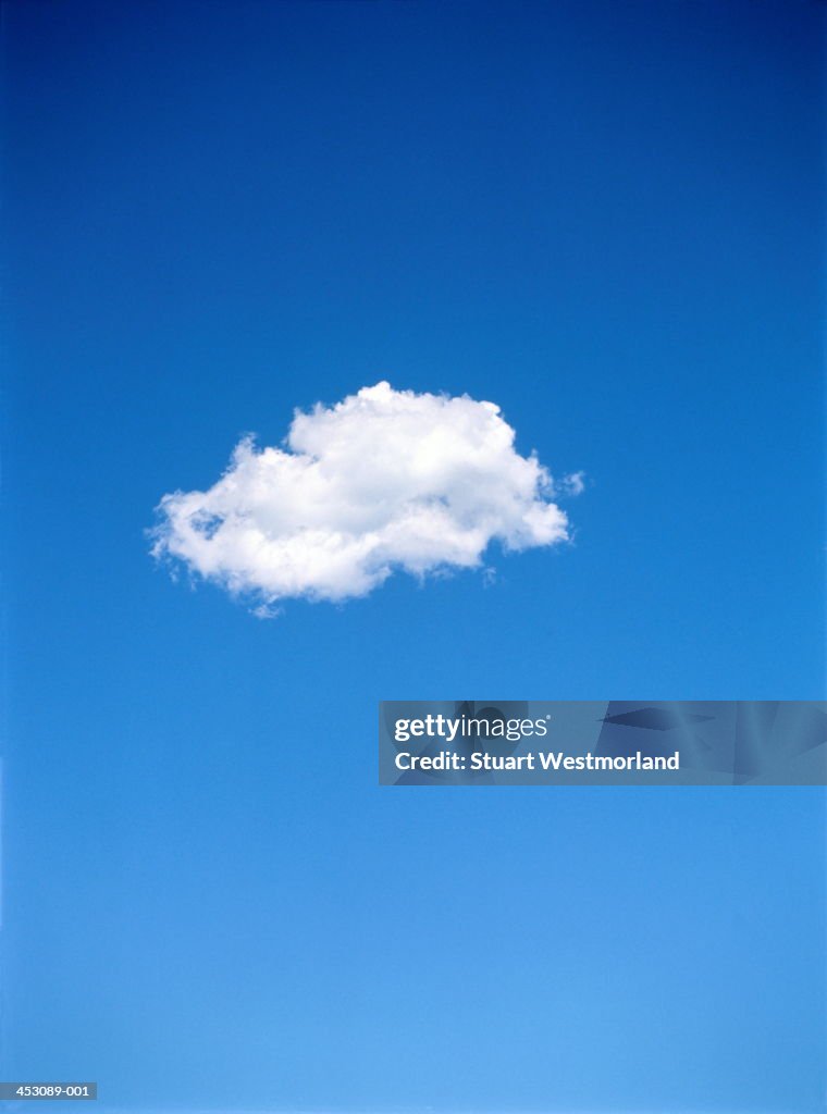 Single altocumulus cloud in blue sky