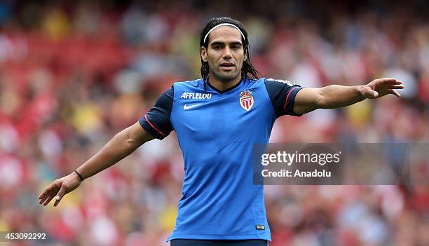 Radamel Falcao of Monaco during the Emitrates Cup 2014 match between Monaco and Valencia at Emirates Stadium in London, England on August 2, 2014.