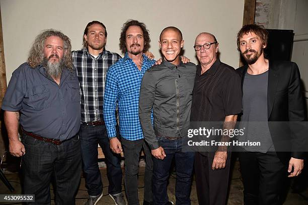 Actors Mark Boone Junior, Charlie Hunnam, Kim Coates, Theo Rossi, Dayton Callie and Niko Nicotera attend Cast of FX's "Sons of Anarchy" Host "Boot...