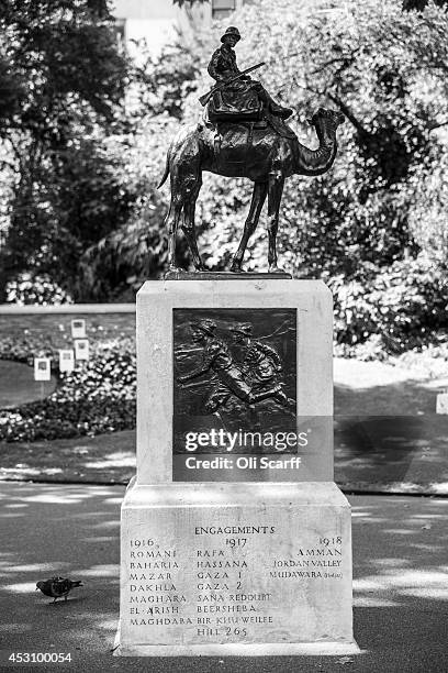 The First World War memorial located in Victoria Embankment Gardens which commemorates the 346 members of the Imperial Camel Corps who lost their...