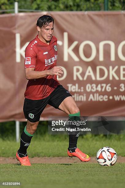 Edgar Prib of Hanover controls the ball at Hannover 96 training camp on August 2, 2014 in Mureck, Austria.