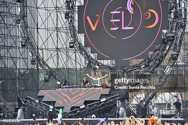 Willem Van Hanegem and Wardt Van Der Harst of W&W perform at 2014 Veld Music Festival at Downsview Park on August 2, 2014 in Toronto, Canada.